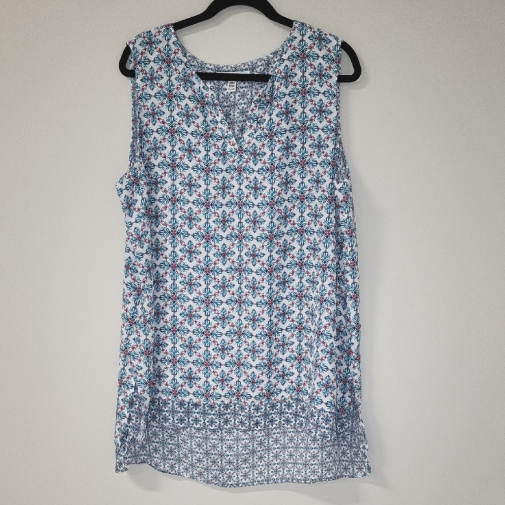 Fever Double Layer Sleeveless Floral Printed Top XL